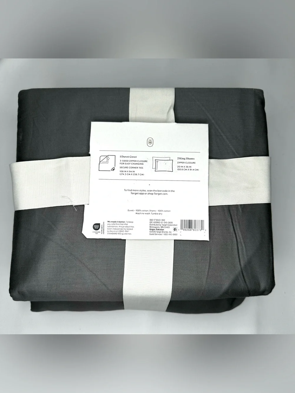 NWT Threshold Performance Sateen Duvet Cover Set Gray King Size